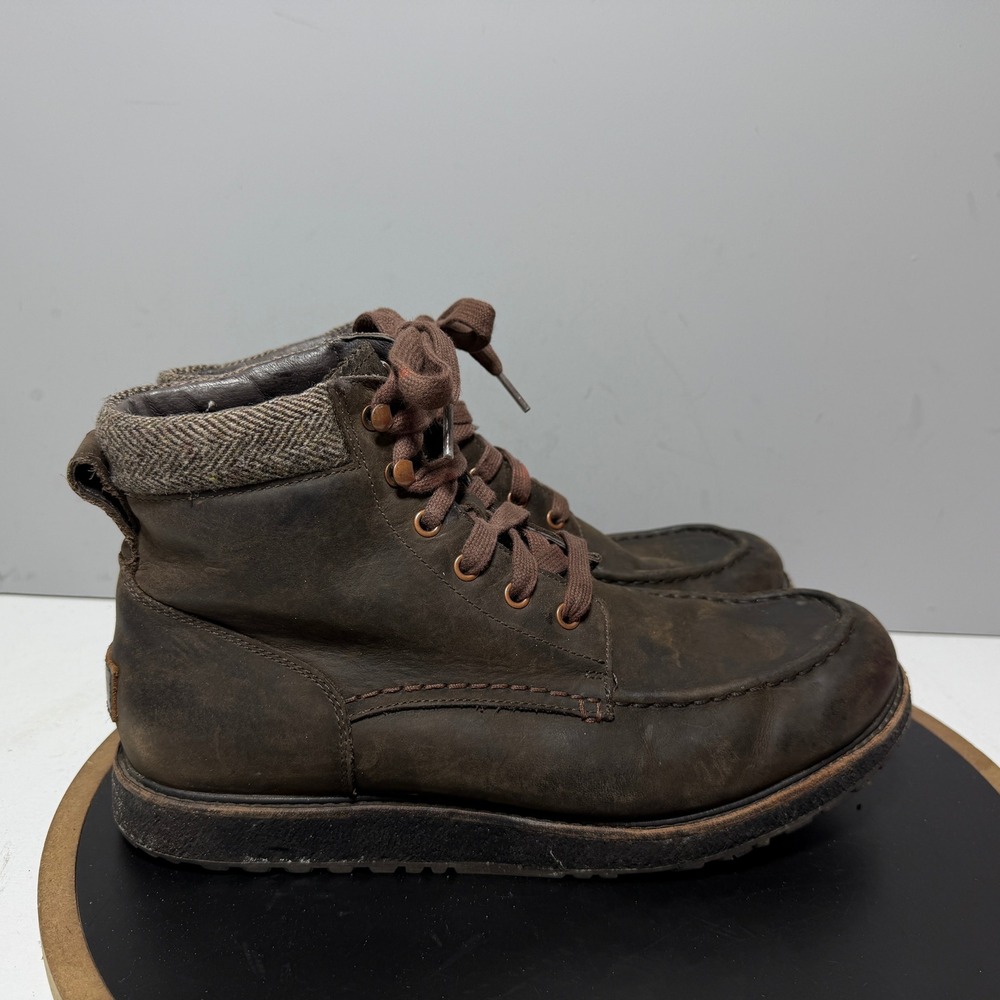 UGG Waterproof Leather Moc Toe Boots Men 11.5 Rugged Dark Brown Outdoor Gorpcore